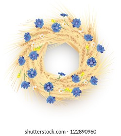 vector wreath with cornflowers