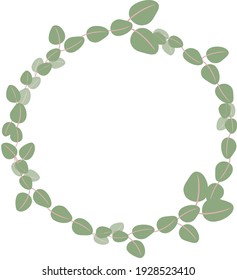  Vector wreath with eucalyptus leaves in different sizes, Perfect for textures, textiles, wrapping paper decoration. Stock illustration.