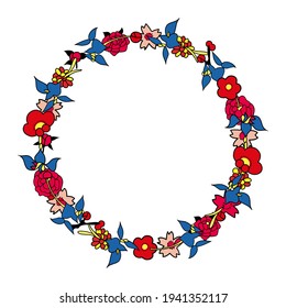 [Vector] the wreath with five kinds of flowers in flower playing card illustrations (hwatu)