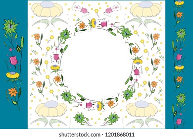 Vector wreath of flowers
