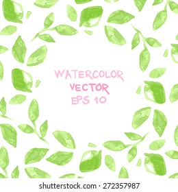 vector wreath or frame from watercolor leaves with place for your text
