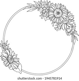 flowery border black and white clipart