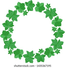 Vector wreath of geranium leaves on white background.