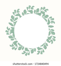 Vector wreath of green leaves.