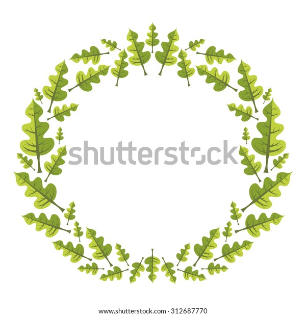 Vector Wreath Green Leaves Stock Vector (Royalty Free) 312687770