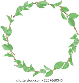 Vector wreath with green leaves.Hand drawn illustration.