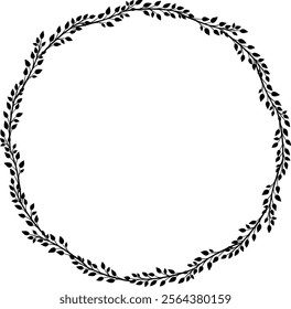 Corona de Vector de ramas dibujadas a mano. Ilustración floral.