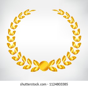 Vector wreath icon.Golden laurel wreath. Symbol of victory and success. 