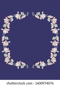 Vector wreath, invitation and congrats postcard with blue background