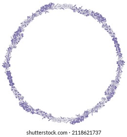 vector wreath of lavender twigs in purple