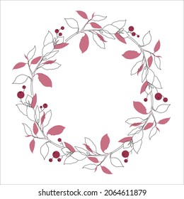 Vector wreath with leaves and berries