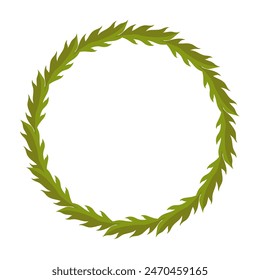 Laubkranz mit Ästen in der Vektorgrafik. Rahmen für die Inschrift. Vorlage für eine Postkarte. Grüner Kreis aus Blättern. Einladungs-Konzept für Frühling und Sommer.