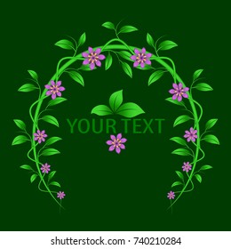 Vector wreath of leaves and flowers