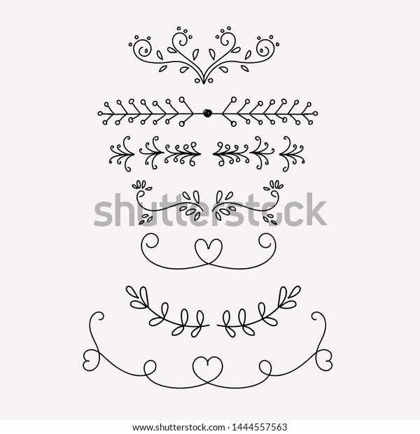 Vector\
Wreath leaves  with Ornaments. Set Collection of Vintage Ornament\
Elements, Hand drawn vector dividers. Doodle design elements.\
Decorative swirls dividers. Illustration\
leaves