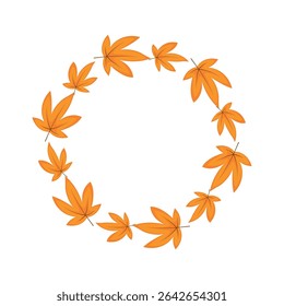 Vector wreath made of orange maple leaves in flat style. Great for autumn cards, seasonal decor, and invitations. Clean and minimal fall design.