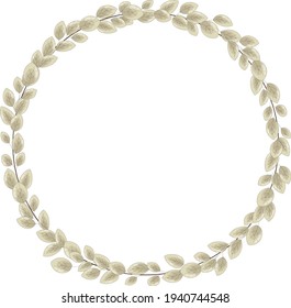 Vector Wreath Of Many Autumn Leaves. A Thin, Elegant Frame Of Pale Yellow Foliage.