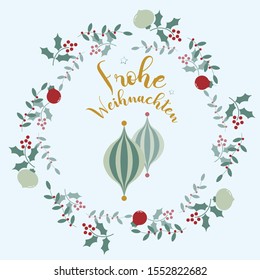 Vector wreath with new year decoration and greeting in German language for good wishes and card