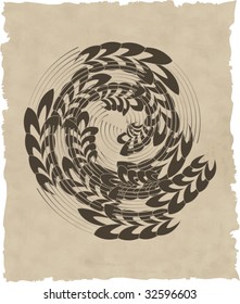 the vector wreath on old paper