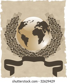 the vector wreath on old paper