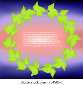 vector wreath on a sunset sky