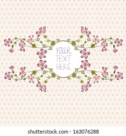 Vector wreath with pink flowers 