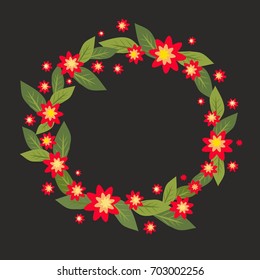 Vector wreath with red flowers