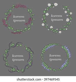 Vector  wreath  with space for text  - holiday greetings, wedding invitation design template - decorative background for greeting card in linear style on grey background