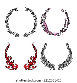 vector wreath with a very unique and attractive hand-drawn design in vintage style