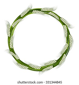 Vector wreath of wheat spikelets, which may be part of the logo, relamy or ad.