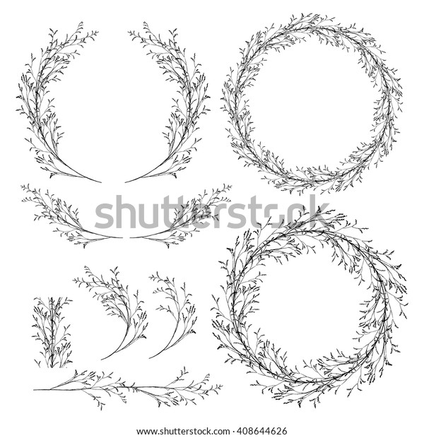 Vector Wreaths Clip Art Hand Drawn Stock Vector Royalty Free