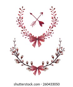 Vector  Wreaths. Collection of Cute Wreath Vector Frames. Perfect For Wedding Frames.  Vintage set for invitations, save the date cards and other design.