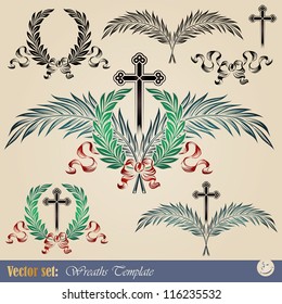 Vector wreaths and cross for decoration and design