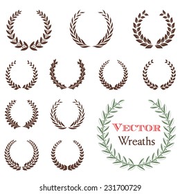 Vector Wreaths - A set of 12 wreath ornaments.  Objects are grouped individually for easy editing.