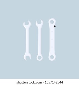 Vector wrench collection isolated on gray background.