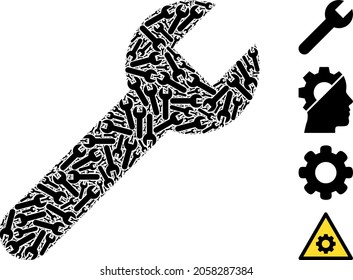 Vector wrench composition is organized from randomized itself wrench pictograms. Recursive composition from wrench.