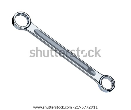 Vector of Wrench Double Ended Ring Spanner isolated on white background.