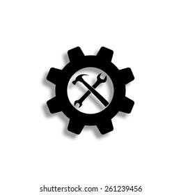 vector wrench and hammer - settings vector icon with shadow