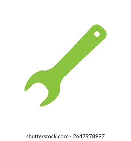 Vector Wrench Icon in Green – Flat Style Repair and Maintenance Tool
