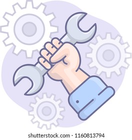 Vector wrench image for maintenance, repair, configuration and after-sales service