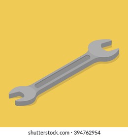 Vector wrench isometric. Isolated wrench isometric icon. Spanner isometric. Spanner icon.