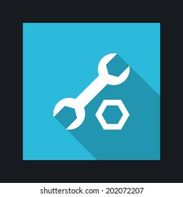Vector wrench and nut flat web icon