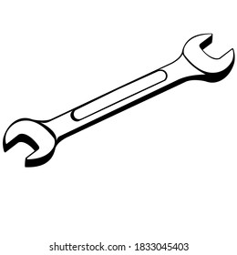 vector wrench on black and white background