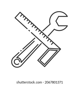 Vector wrench outline icon, tools and keys related 4000x4000 Pixel, editable stroke whitebackground