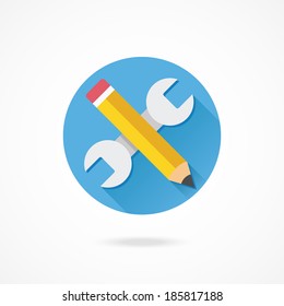 Vector Wrench and Pencil Icon Web Development Concept