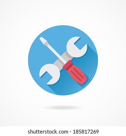 Vector Wrench and Screwdriver Icon