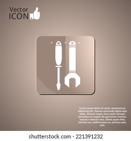 Vector wrench and screwdriver icon as a button