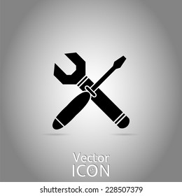 Vector wrench and screwdriver icon. Flat style