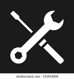 Vector Wrench and Screwdriver Icon White