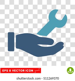 Vector Wrench Service Hand EPS vector pictogram. Illustration style is flat iconic bicolor cyan and blue symbol on a transparent background.