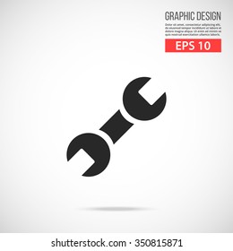 Vector wrench sign icon. Black spanner vector icon. Simple flat design vector illustration, concept for web banner, web and mobile application, infographic. Vector icon isolated on gradient background